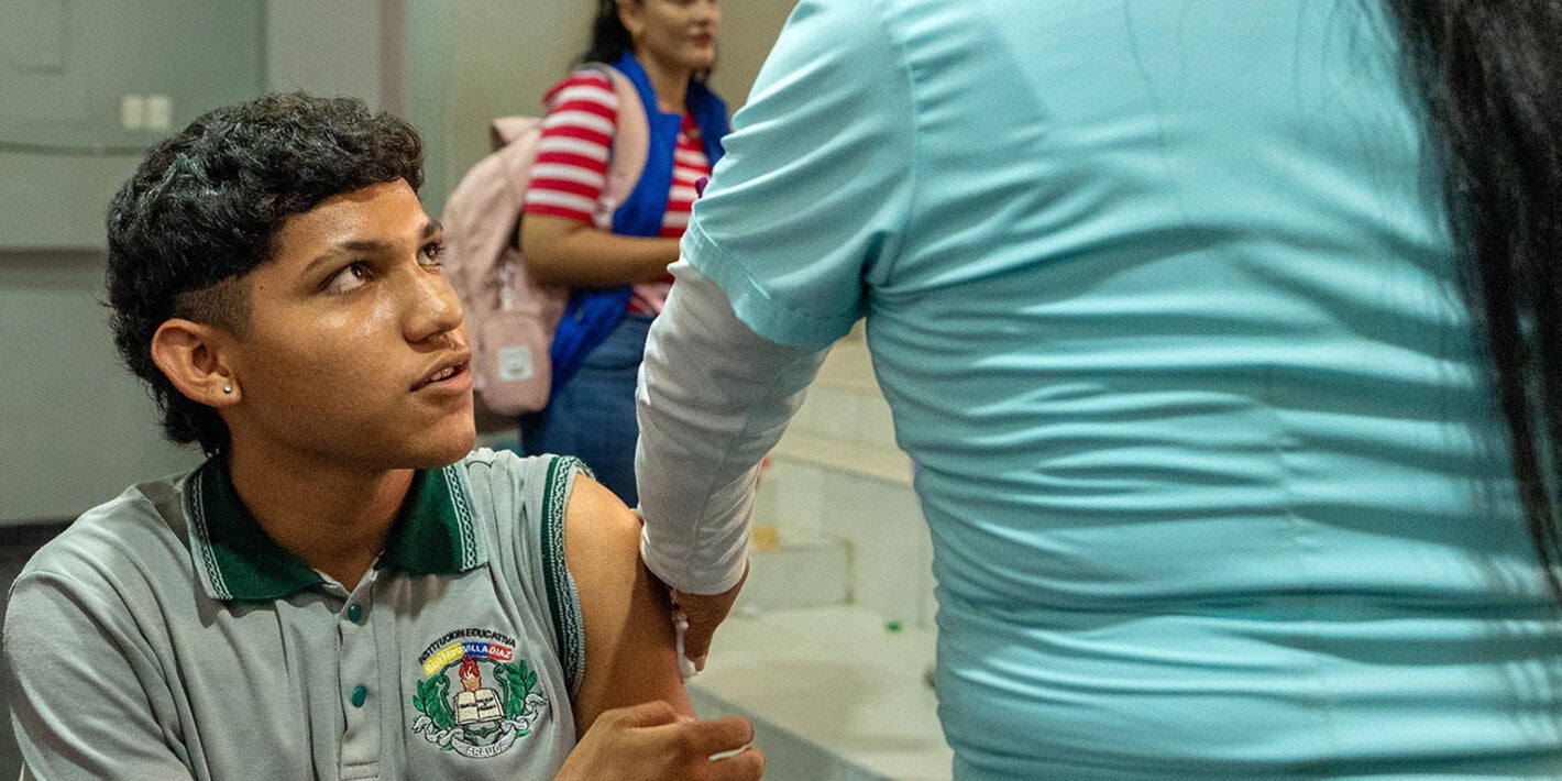 Boy being vaccinated