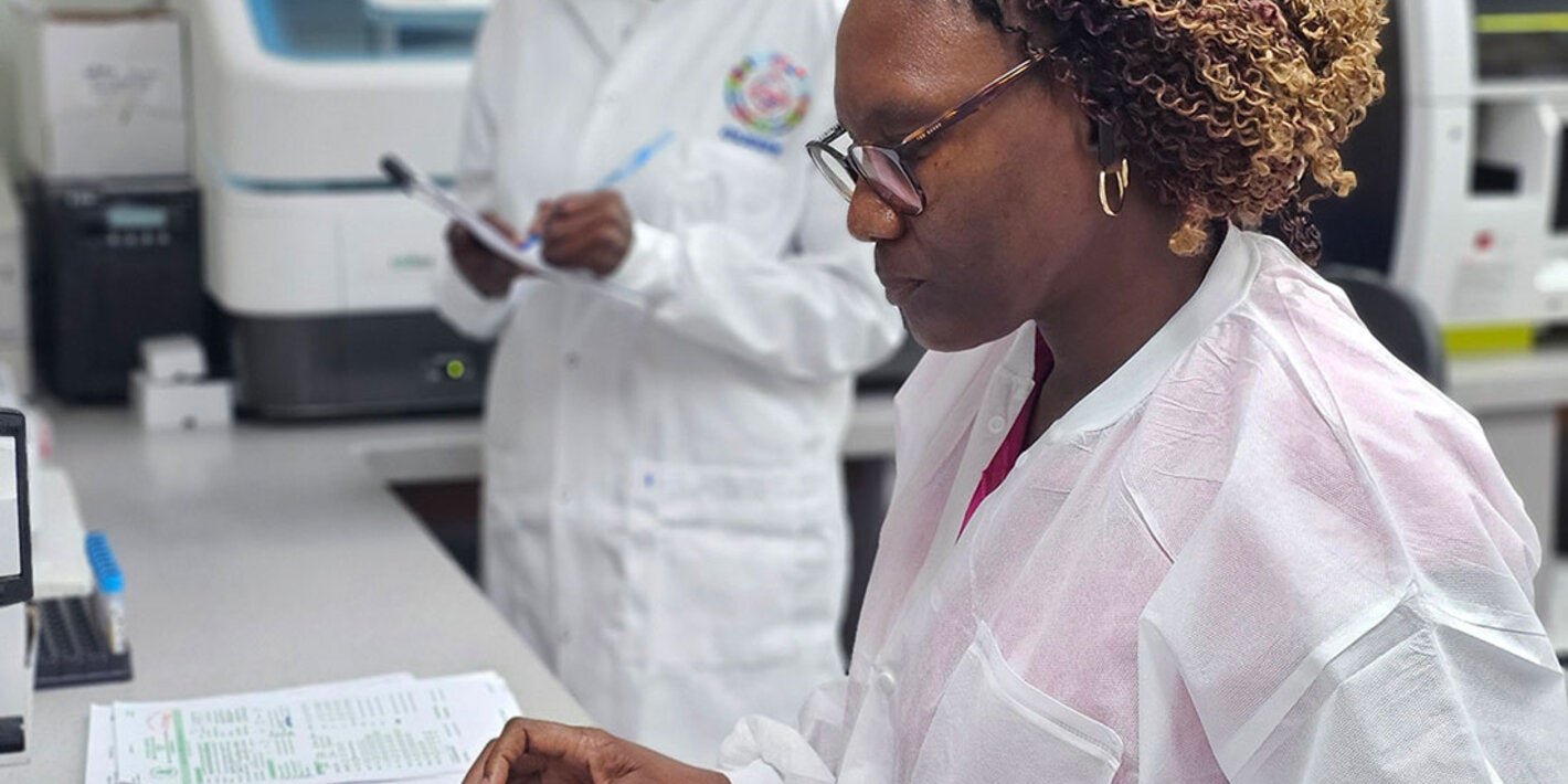 Two people in a laboratory