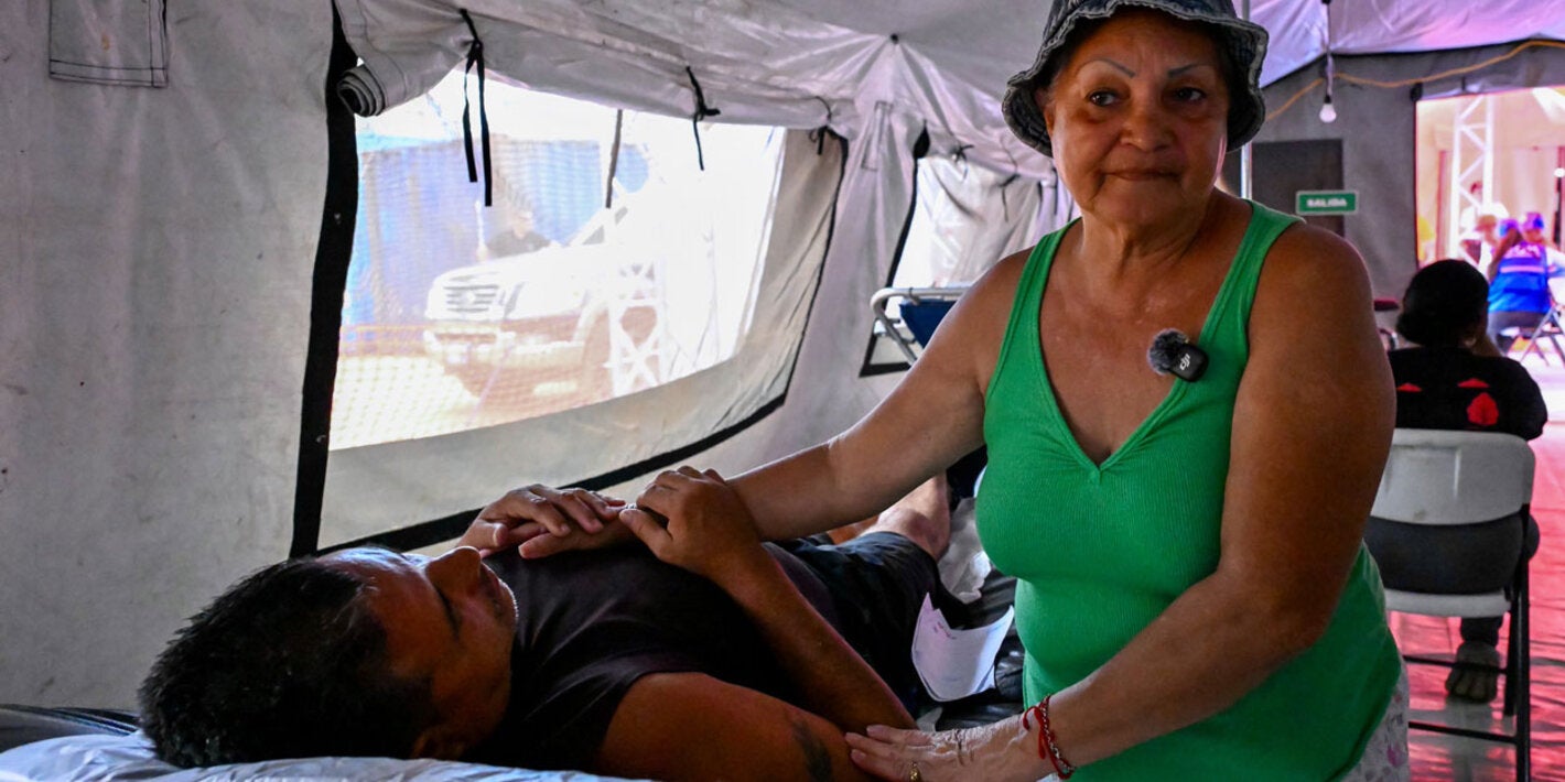 Health care under a tent after devastating erathquake