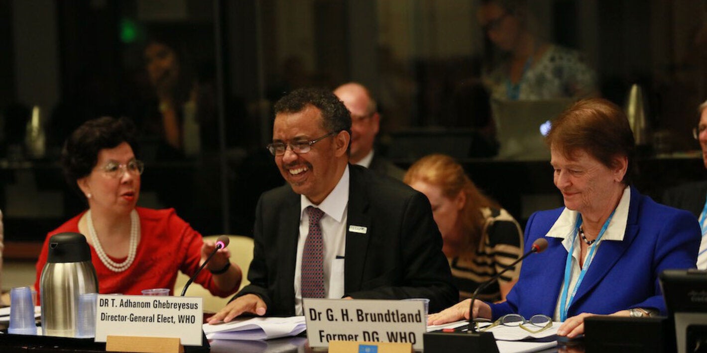 Tedros, Chan y Brundtland