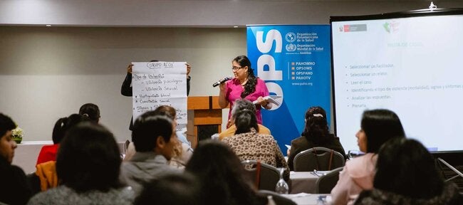 Exposiciones durante taller de Minsa y OPS. 