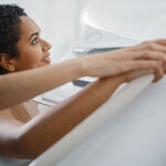 Woman getting a mammogram