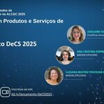 Evento "Lançamento DeCS 2025" com data de 3 de abril às 11h (horário de Brasília), parte do programa Fortalecimento das Redes de Informação em Saúde na ALC&C 2025. Participantes: Josilaine Oliveira Cezar, Ana Cristina Espíndola Campos e Luciana Beatriz Piovezan Rio Branco. Link para inscrição: bit.ly/lancamento-DeCS2025.