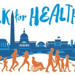 Walk for Health banner. People of all ages walking