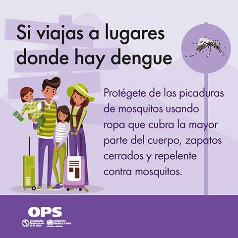Tarjeta para redes sociales sobre el dengue y los viajeros
