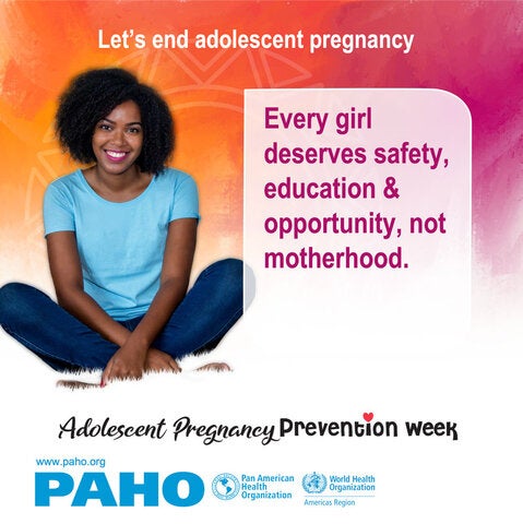 Communicating material Adolescent Pregnancy Prevention Week - Afro descendant young girl seated on the floor