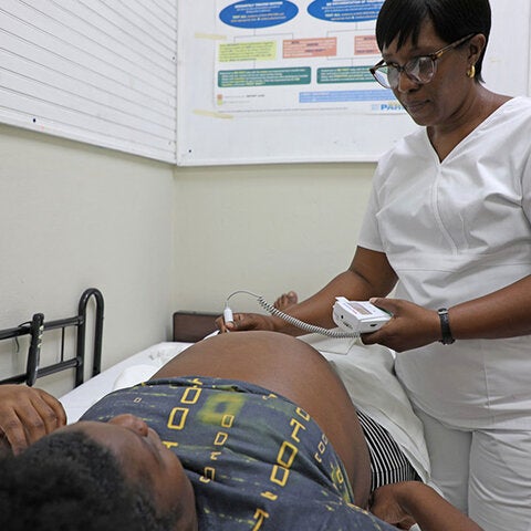 Pregnant woman having an ultrasound