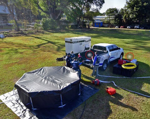 Instalación de sistema de tratamiento de agua en equipo médico de emergencia (EMT)