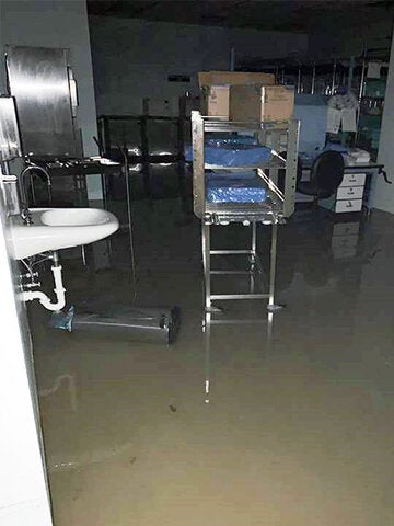 flooded hospital