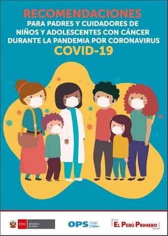 Portada Recomendaciones para padres y cuidadores de niños y adolescentes con cáncer durante COVID-19