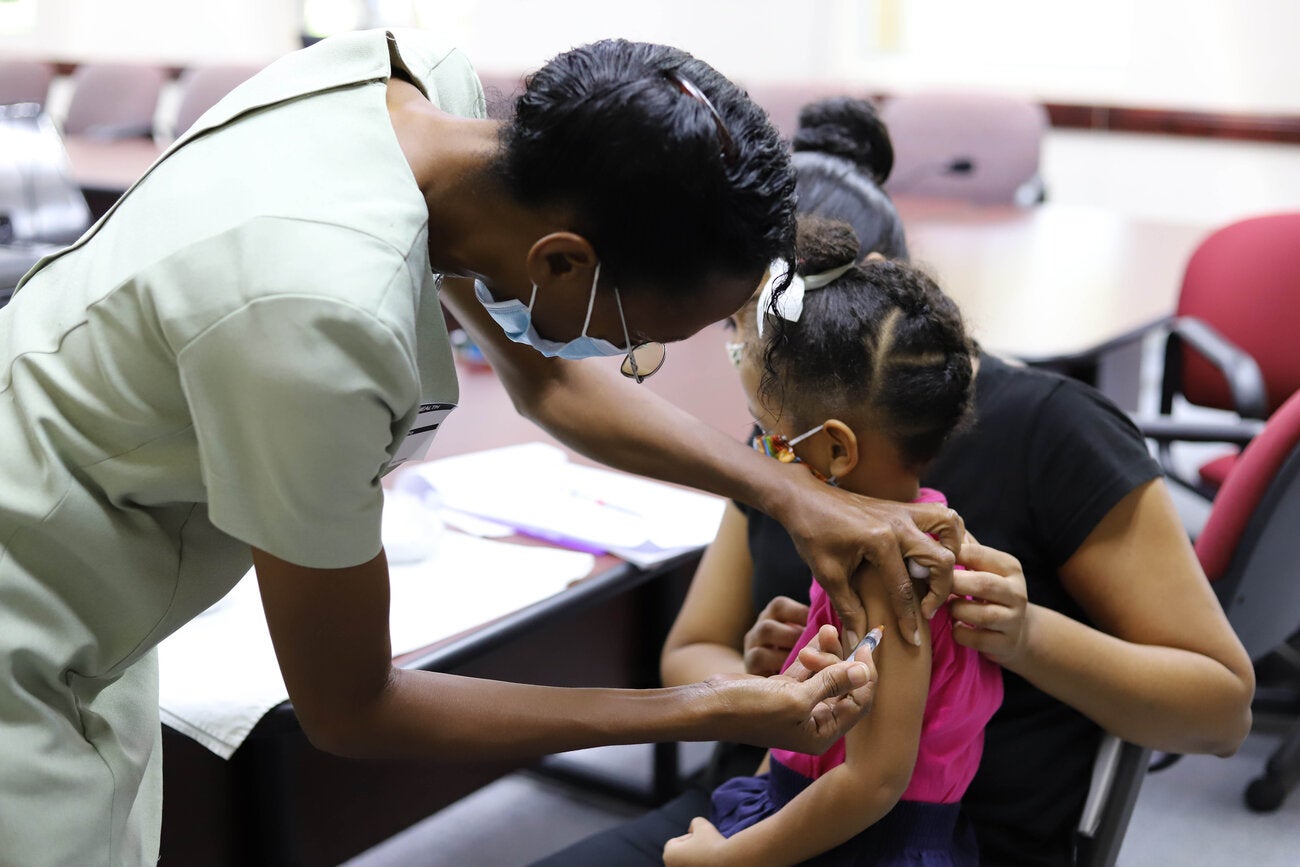 Child being vaccinated