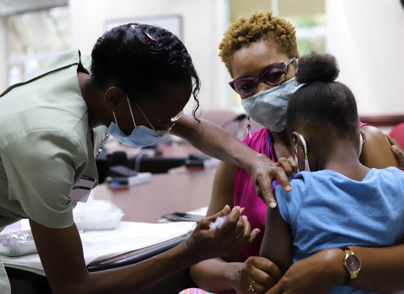 Child being vaccinated