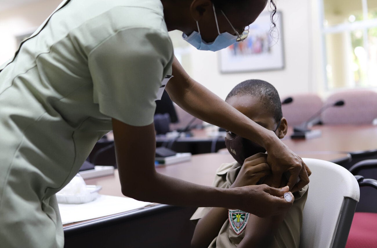 Child being vaccinated