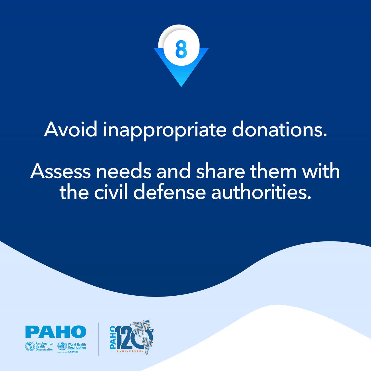 Avoid inappropriate donations. Assess needs and share them with the civil defense authorities.