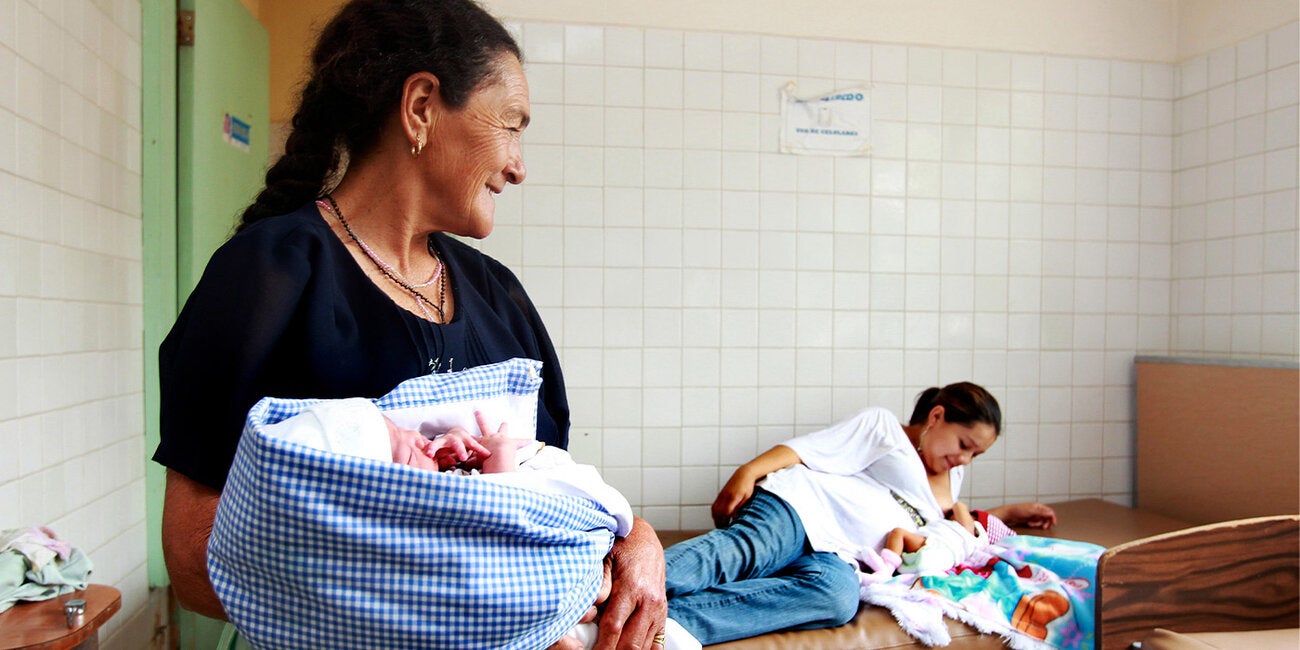 newborn being held by mom leaving hospital in Honduras