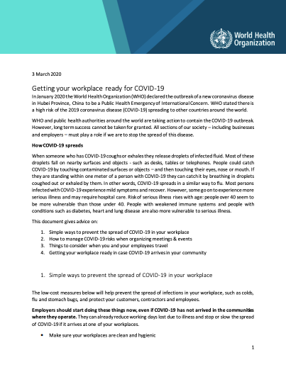 workplace ready for COVID 