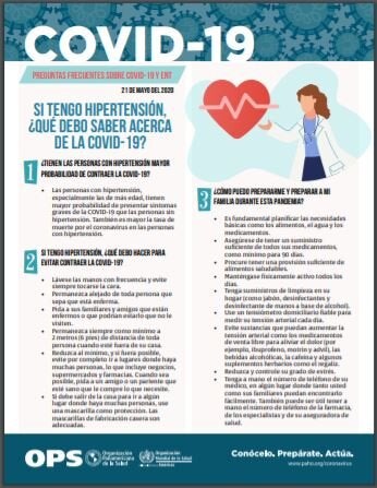 Si tengo hipertensión, ¿qué debo saber acerca de la COVID-19?