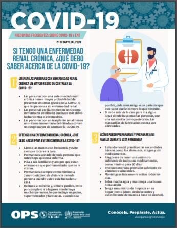 Si tengo una enfermedad renal crónica, ¿qué debo saber acerca de la COVID-19?