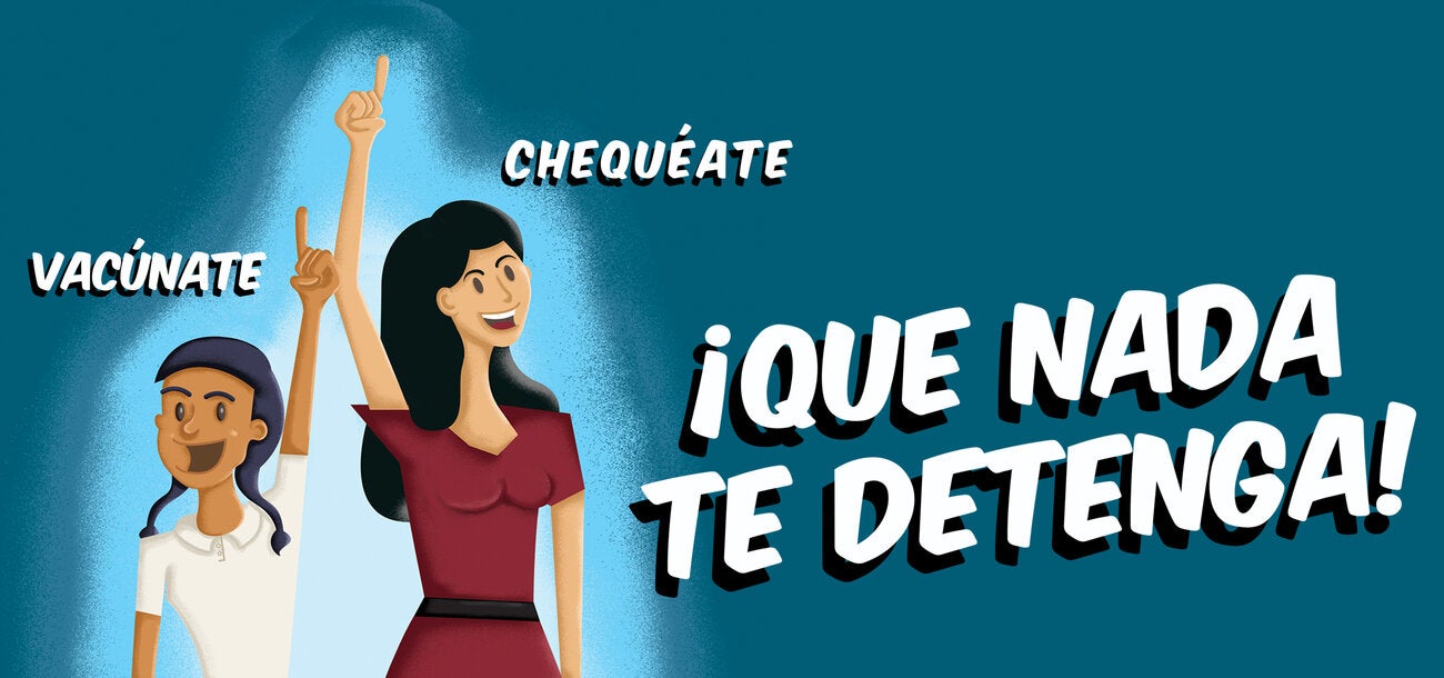 Afiche de la campaña, mostrando una niña y una mujer con un brazo levantado