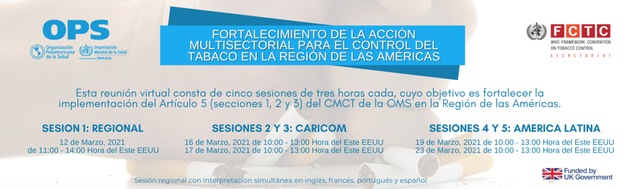 Banner Fortalecimiento de la acción multisectorial para el control del tabaco en la Región de las Américas