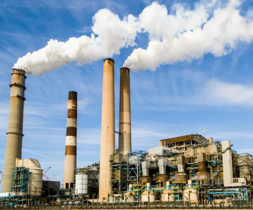 industrial buildings with smoke