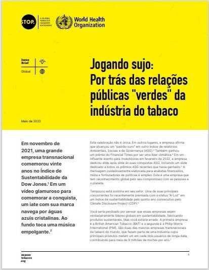 Jogando sujo: Por trás das relações públicas "verdes" da indústria do tabaco