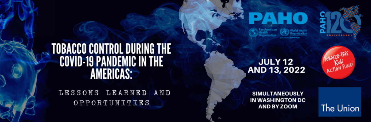 Banner for the event on Tobacco Control During the COVID-19 Pandemic in the Americas