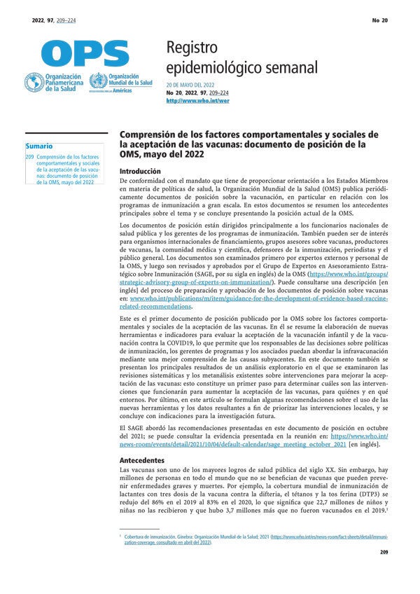 Comprensión de los factores comportamentales y sociales de la aceptación de las vacunas