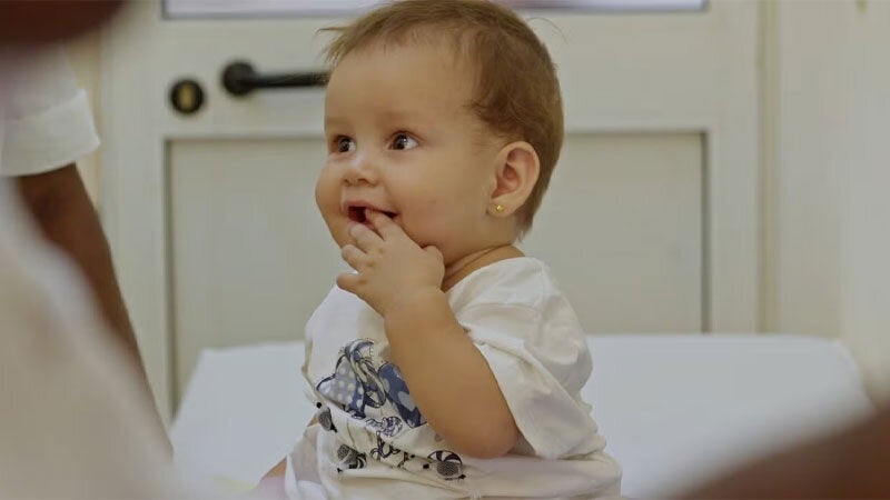 happy baby in health facility