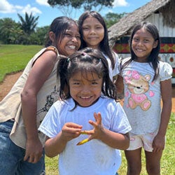Happy girls vaccinated in community