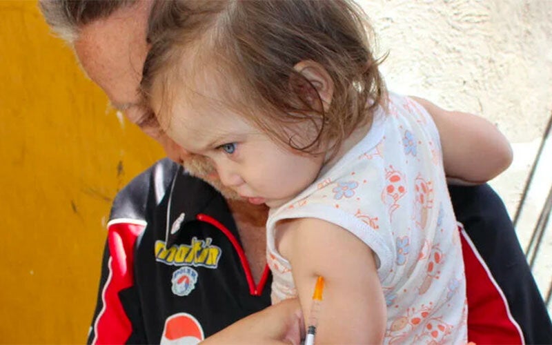 Baby being vaccinated against measles