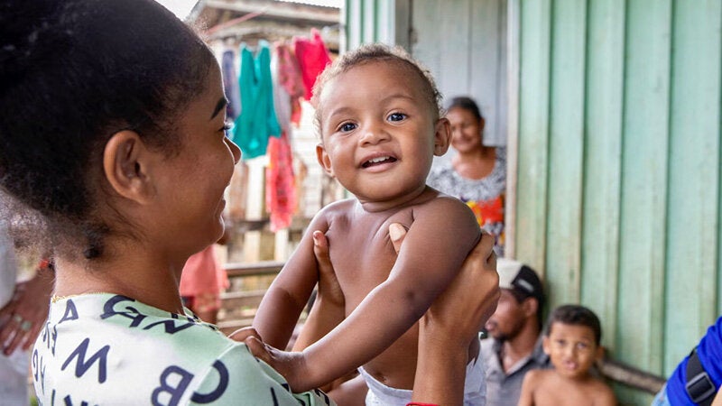 Happy baby and mom