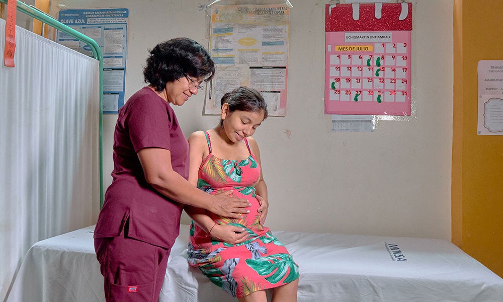 Pregnant woman receives medical attention