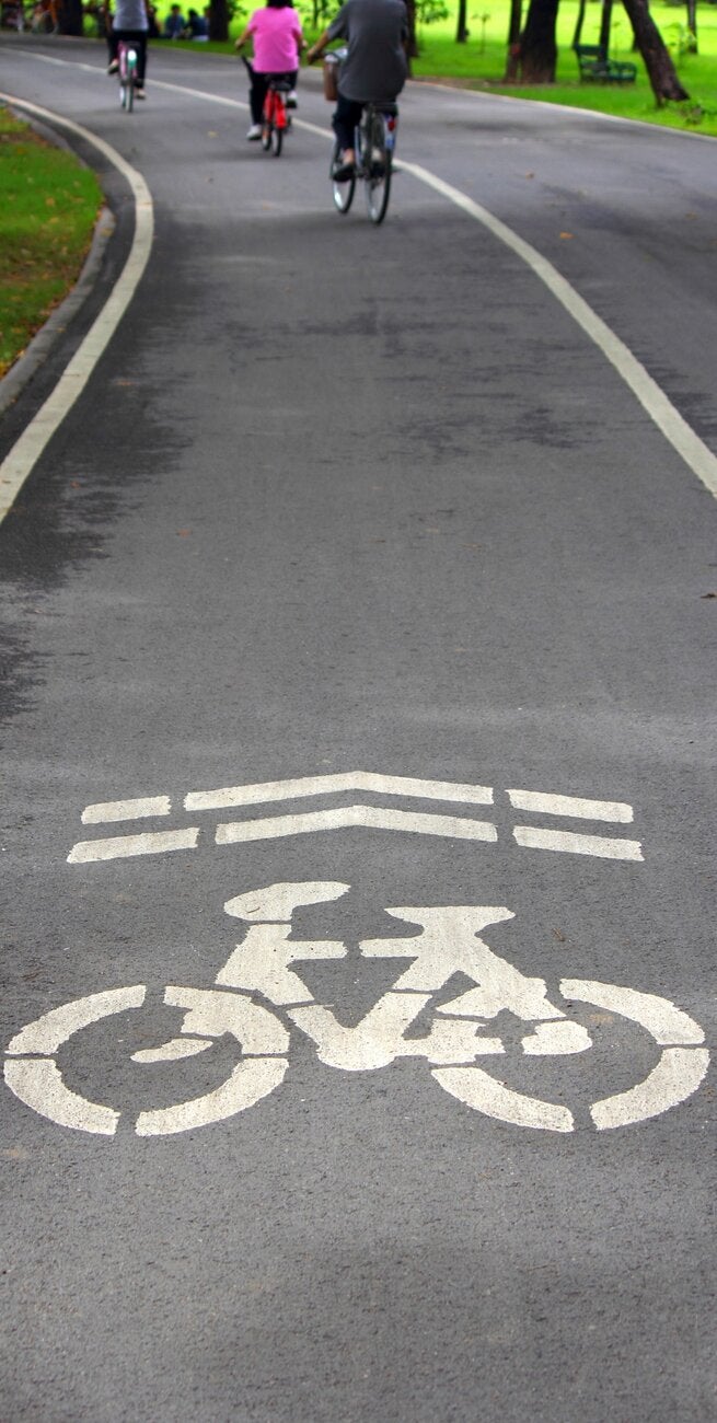 Carril bicicleta en un parque