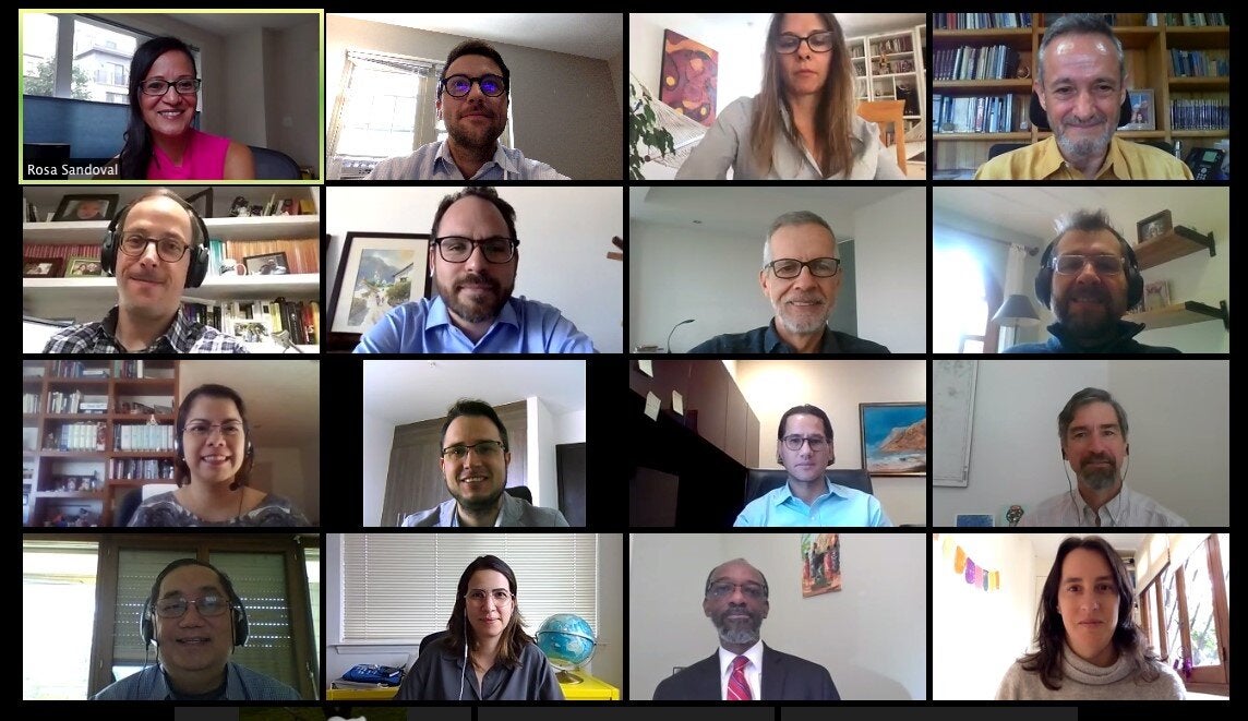 mosaic of 16 faces of the participants in the webinar