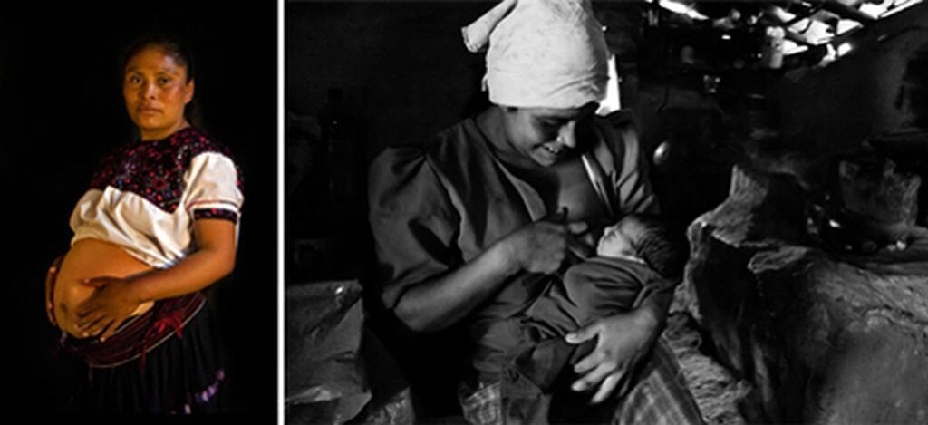 Izquierda, segundo puesto: Maternidad Digna de Cecilia Monroy, México. Derecha, tercer puesto: Pobreza económica, riqueza de amor maternal, de Gustavo Raúl Amador, Honduras.