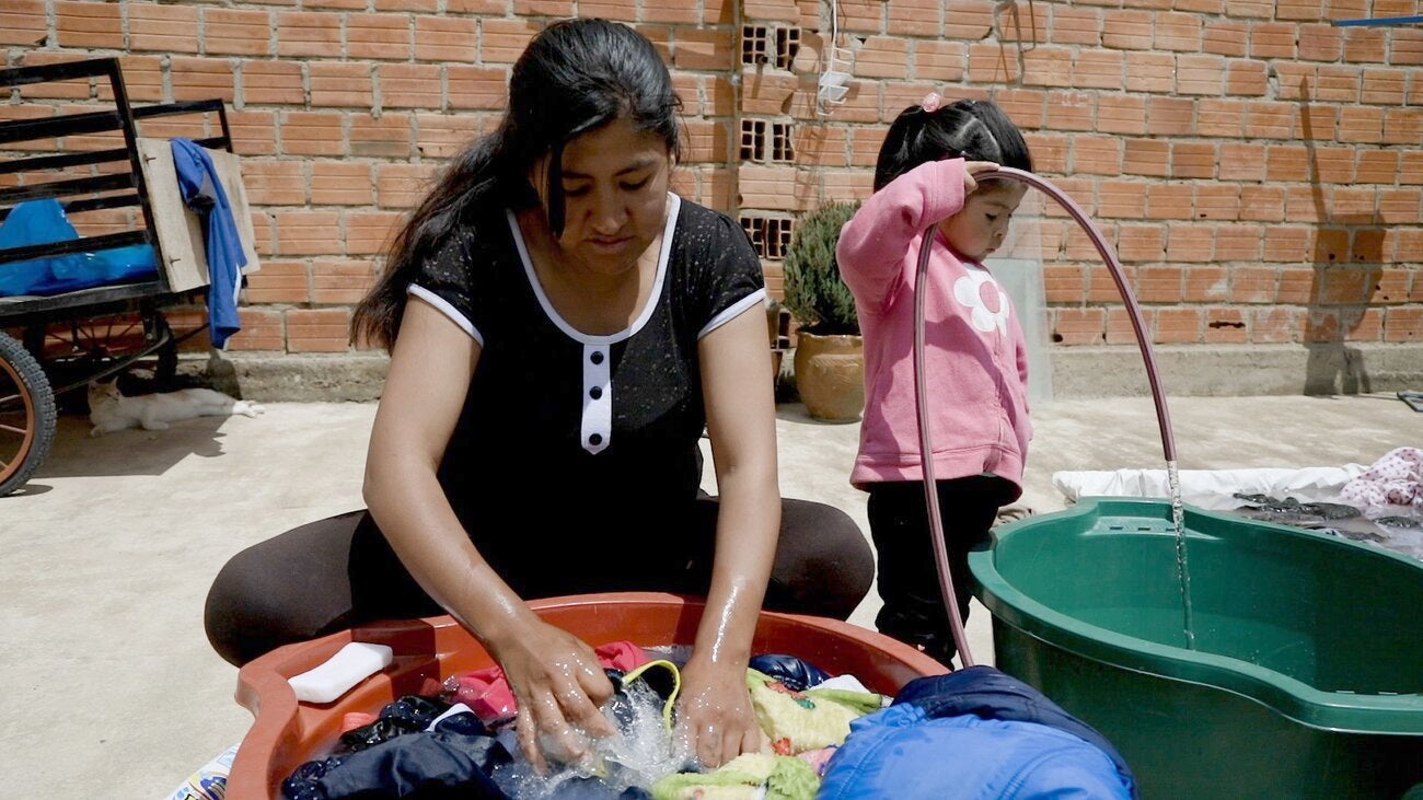 Carla Botetano and her youngest daughter Fernanda López Botetano at their home in El Alto