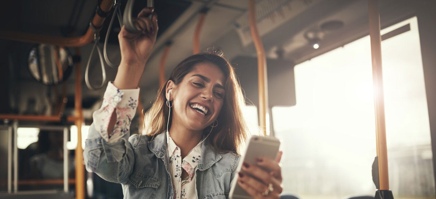 Woman wearing headphones