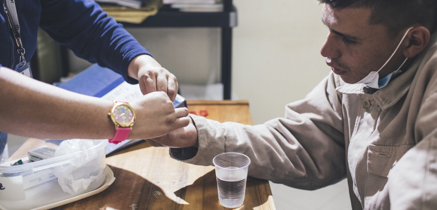 Patient receiving TB treatment