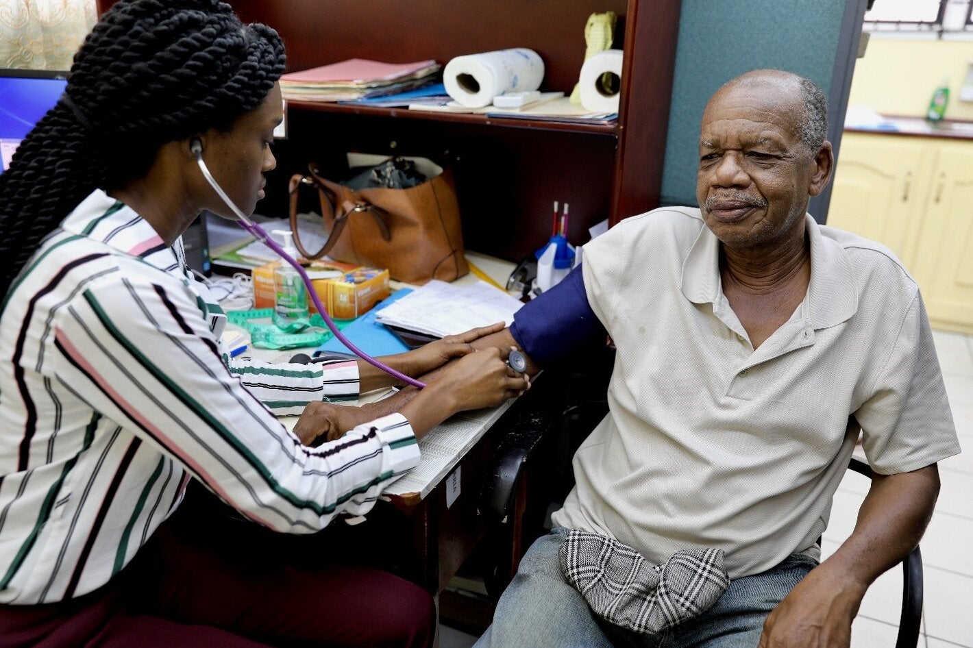 taking blood pressure