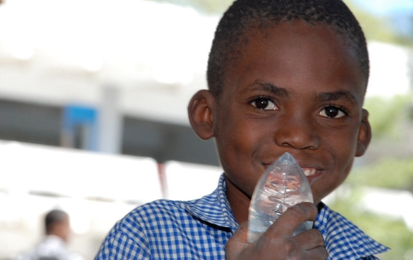 Boy drinking water