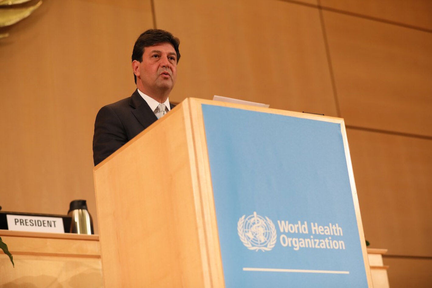 Luiz Henrique Mandetta, Brazil Minister of Health, addresses the 72 WHA