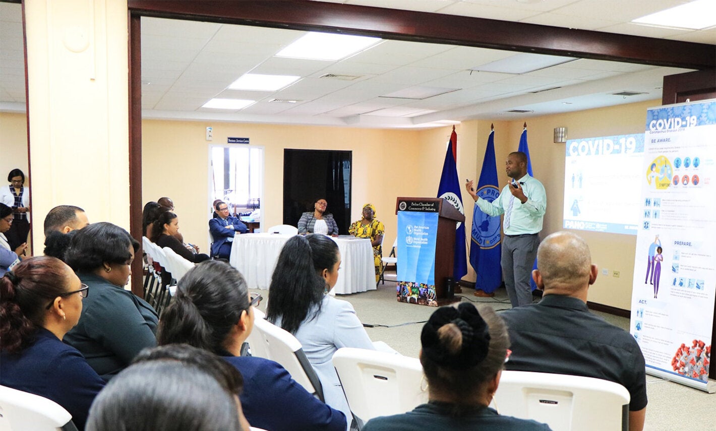 PAHO/WHO Belize briefs members of various organizations on COVID-19