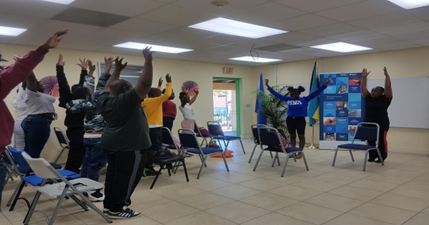 Teen exercise segment led by the Healthy Bahamas Coalition.