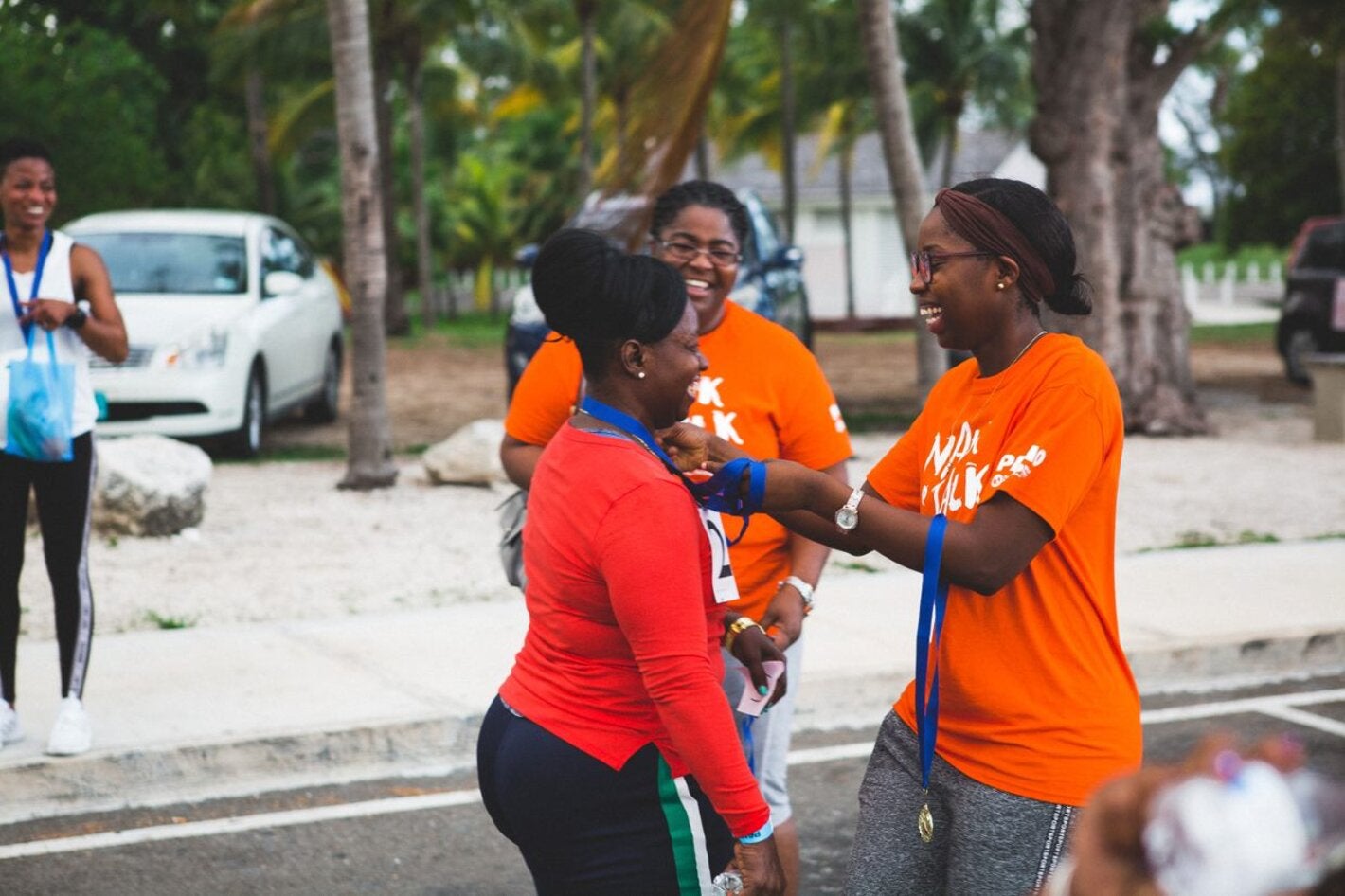 Participant receiving medal.