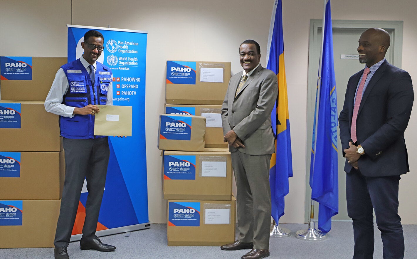 PAHO Barbados donated COVID-19 supplies to Barbados
