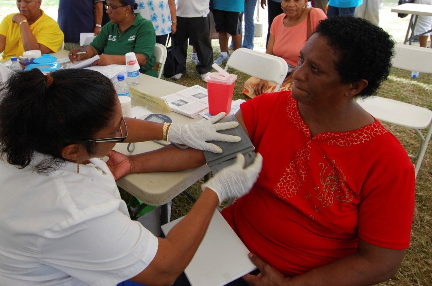 Taking blood pressure