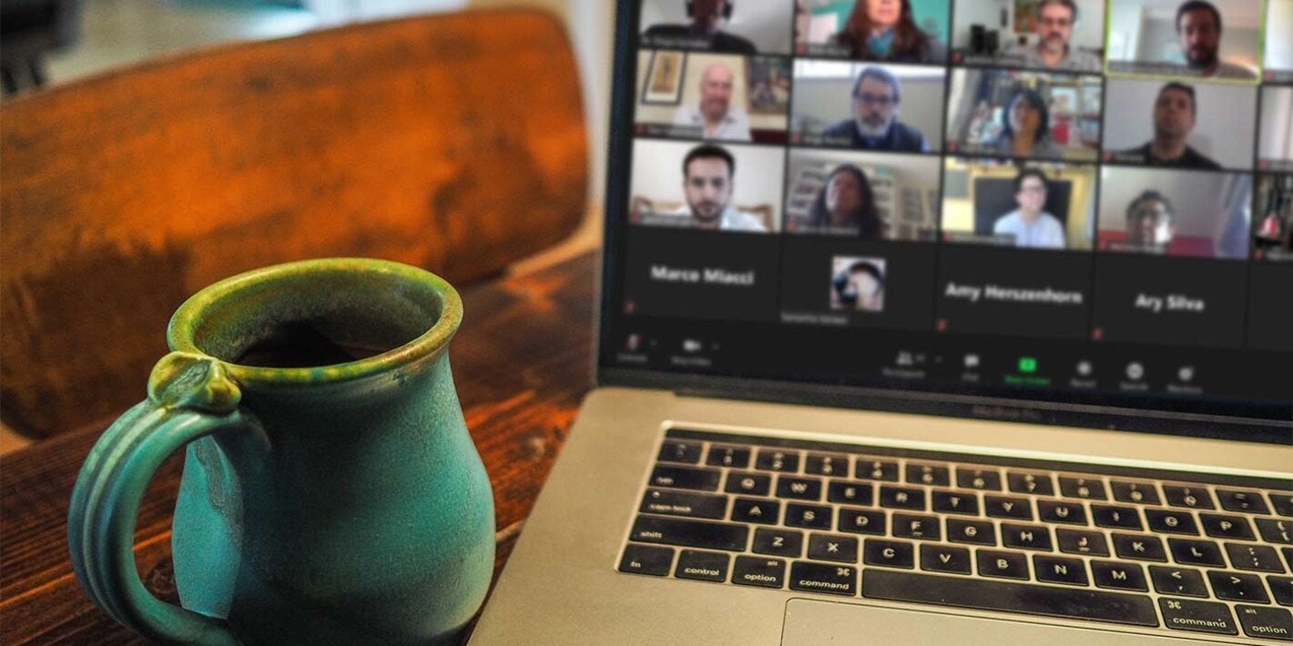 Open laptop on table