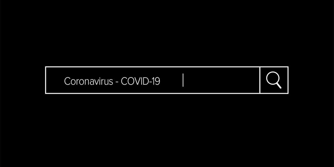  Barra de pesquisa com o termo 'Coronavirus - COVID-19'