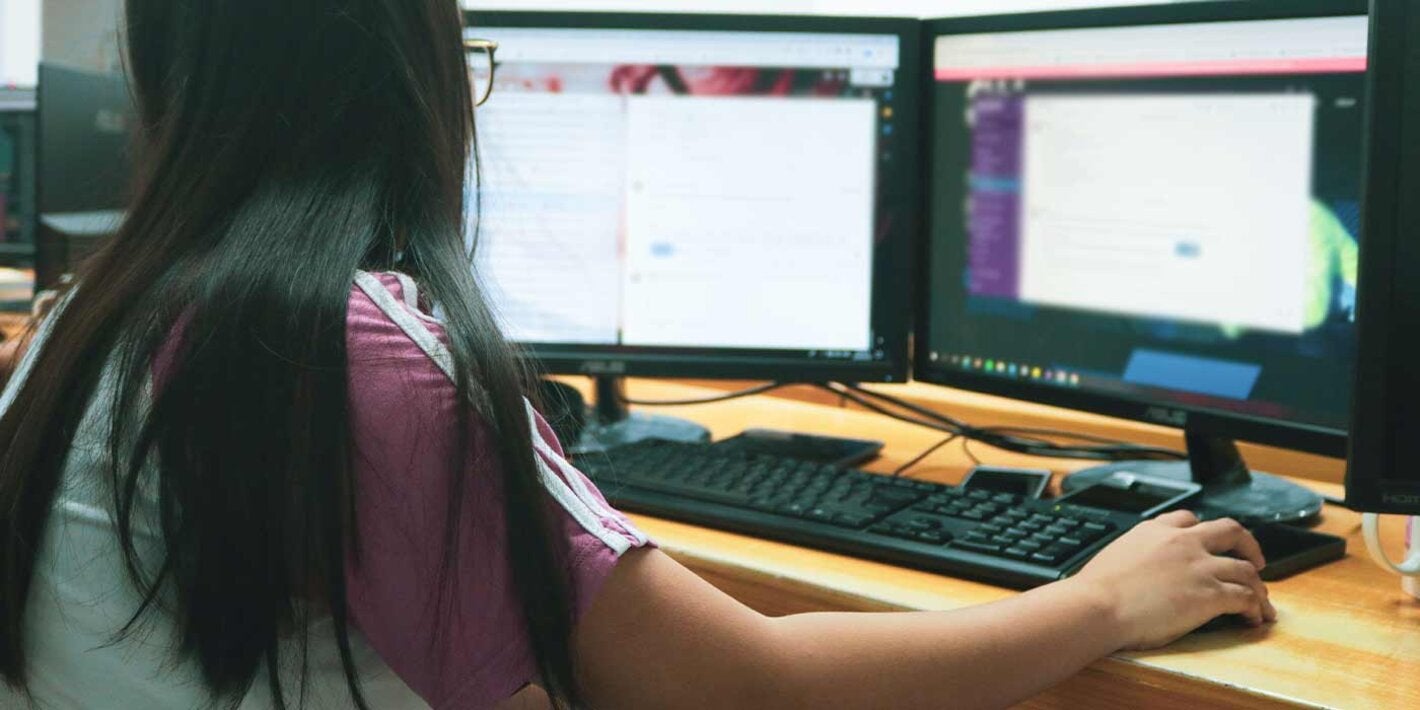 Woman browsing the internet